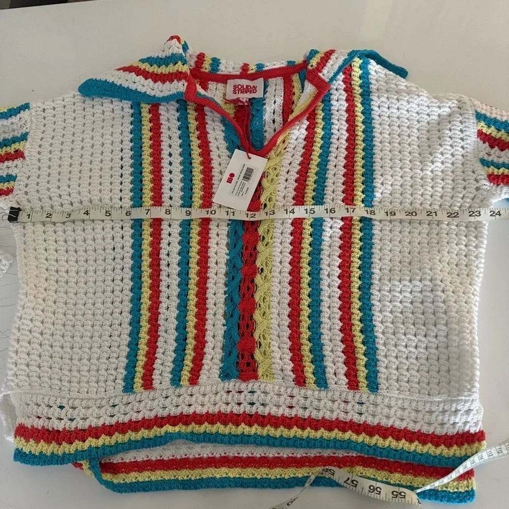 Solid & Striped colorful crochet knit Lola sweater NWT $248